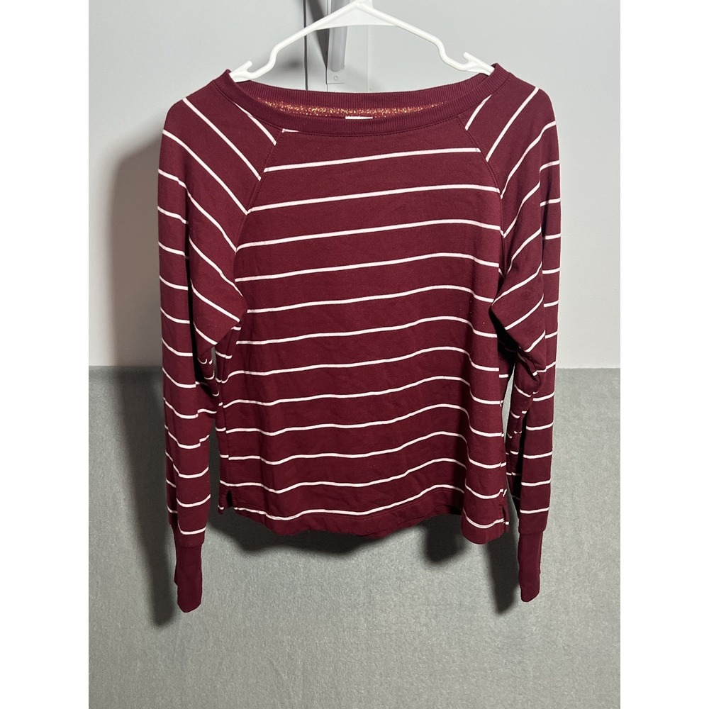Stars Above Women's Striped Sleepwear Top Burgundy White XS Rayon Blend Soft